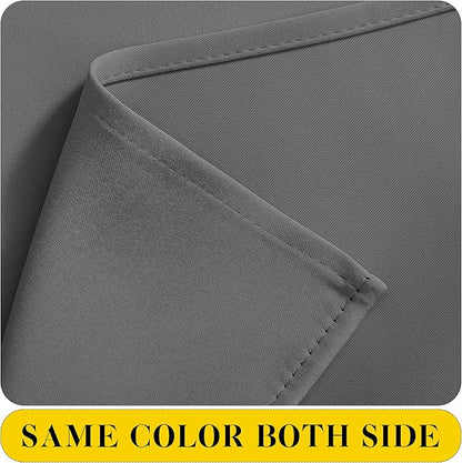 NICETOWN Short Curtains with Attached Valance for Small Window, Thermal Insulated Rod Pocket Room Darkening Curtains for Living Room, 52" Wide x 45" Long, 2 Panels, Grey