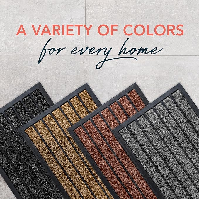 ubdyo Extra Durable Door Mat - Dirt Trapping Outdoor Welcome Mats - Non-Slip Outdoor Indoor Entrance - Low Profile Front Doormat (32" x 20", Bright Brown)