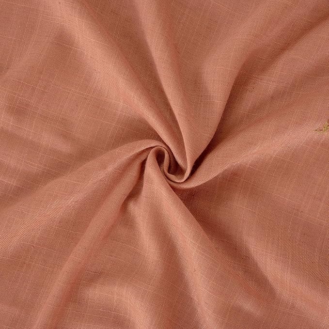 BGment Terracotta Linen Curtains for Living Room 84 Inch Length, Semi Sheer Lightweight Rustic Country Window Drapes Textured for Bedroom Farmhouse Decor Rod Pocket, 2 Panels Set, Each 38 Inch Wide