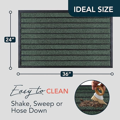 ubdyo Extra Durable Door Mat - Dirt Trapping Outdoor Welcome Mats - Non-Slip Outdoor Indoor Entrance - Low Profile Front Doormat (36" x 24", Bright Green)