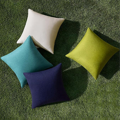 MIULEE Pack of 4 Decorative Outdoor Throw Pillow Covers Linen Waterproof Pillow Covers Spring Farmhouse Cushion Cases for Patio Garden Tent Balcony Couch Sofa 16x16 inch Blue Green