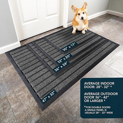 ubdyo Extra Durable Door Mat - Dirt Trapping Outdoor Welcome Mats - Non-Slip Outdoor Indoor Entrance - Low Profile Front Doormat (32" x 20", Bright Grey)