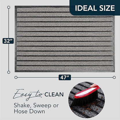 ubdyo Extra Durable Door Mat - Dirt Trapping Outdoor Welcome Mats - Non-Slip Outdoor Indoor Entrance - Low Profile Front Doormat(47" x 32", Bright Grey)