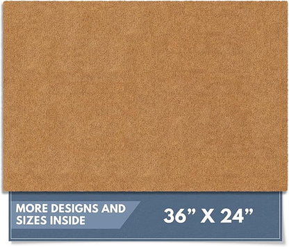 Barnyard Designs Natural Coco Coir Heavy Duty Backing Doormat - Large Cute Non-Slip Front Door Welcome Mat for Outside Entrance or Porch Entry, Brown (24x36, Plain Brown)