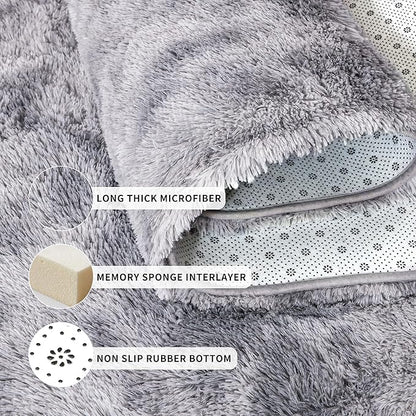 Tepook Area Rugs 9x12 for Living Room, Super Soft Fluffy Rugs for Bedroom, Modern Shaggy Rug Fuzzy Carpets for Kids, Plush Indoor Nursery Home Decor Rug with Non-Slip Bottom, Tie-Dyed Light Grey