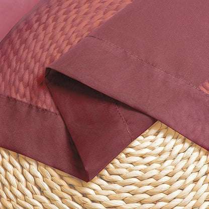 Chyhomenyc Burgundy Sheer Valances for Windows - Light Filtering Small Kitchen Curtains, Rod Pocket Short Top Window Treatment Decor for Living Room Bathroom Basement, 42Wx16L inches, 2 Panels