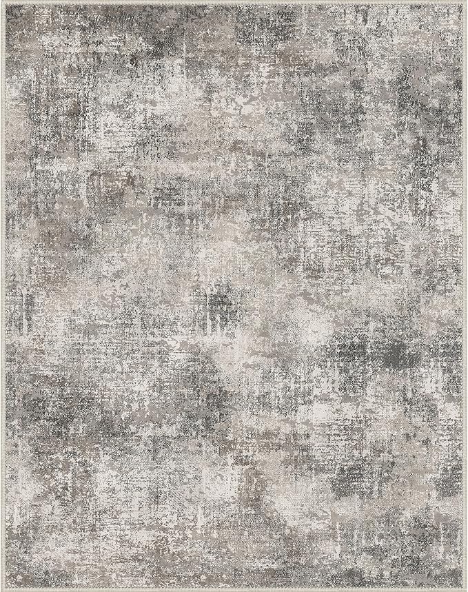 Area Rugs 9x12 for Living Room Bedroom, Modern Abstract Machine Washable Rug, Large Soft Low Pile Floor Carpet with Non Slip Backing for Dining Room, Grey