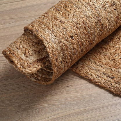 Hausattire Hand Woven Jute Braided Area Rug, 8’x10’ – Natural, Reversible Boho Rugs for Kitchen, Living Room, Bedroom I Farmhouse Decorative Floor Rug, 96x120 Inches