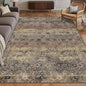 Washable Area Rug 3' x 5 ' Vintage Traditional Persian Mat - Foldable Distressed Non-Slip Machine Washable Carpet for Living Room Bedroom Kitchen Home Decor - Umber and Slate