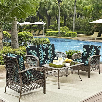 8Pcs Outdoor Cushion Covers, Patio Cushion Covers,Stretch Elastic Slipcovers, Replacement Washable & Reusable Furniture Protector for Patio Couch (Fir-Pattern,Cover Only)