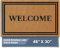 Barnyard Designs Natural Coco Coir Heavy Duty Backing Doormat - Large Cute Non-Slip Front Door Welcome Mat for Outside Entrance or Porch Entry, Brown (30x48, Welcome)