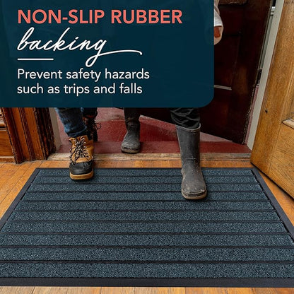 ubdyo Extra Durable Door Mat - Dirt Trapping Outdoor Welcome Mats - Non-Slip Outdoor Indoor Entrance - Low Profile Front Doormat (36" x 24", Bright Blue)