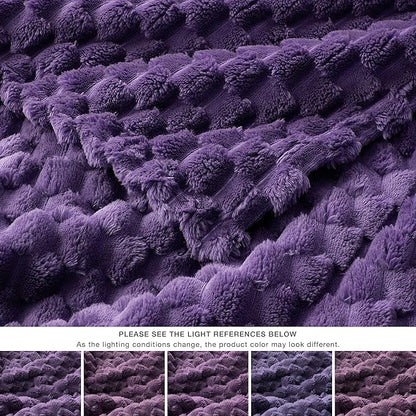 EXQ Home Fleece Throw Blanket for Couch or Bed - 3D Imitation Turtle Shell Jacquard Decorative Blankets - Cozy Soft Lightweight Fuzzy Flannel Blanket Suitable for All Seasons(50"×60",Purple)