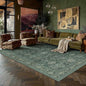 6x9 Washable Area Rug for Living Room Bedroom Vintage Green Carpet Soft Low Pile Traditional Retro Non Slip Throw Rug for Dining Room Entryway Indoor Dorm Kitchen