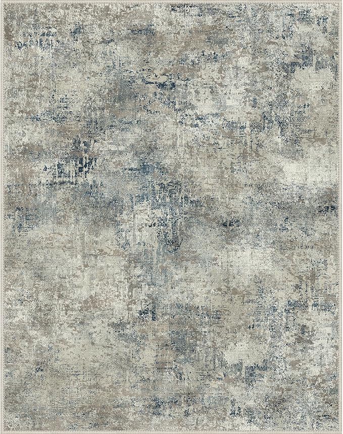 BEIMO Area Rugs 8x10 for Living Room Bedroom, Modern Abstract Machine Washable Rug, Large Soft Low Pile Floor Carpet with Non Slip Backing for Dining Room, Light Gray Blue