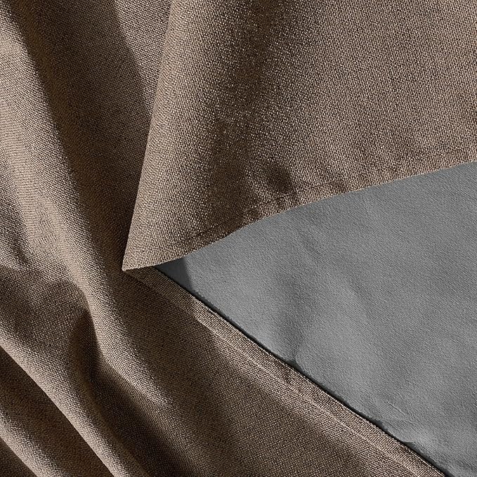 RYB HOME Coffee 100% Blackout Linen Curtains 78 inch Long, Thermal Insulated & Privacy Assurd Home Decor Drapes for Bedroom/Office/Nursery, Rod Pocket & Back Tab Window Treatment, W52 X L78, 2 Panels