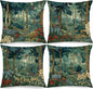 Rustic Forest Green Pillow Covers 18x18 Set of 4, Cottagecore Summer Lemon Forest Nature Botanical William Morris Inspired Decorative Throw Pillow Covers for Sofa Bed Bedroom Living Room