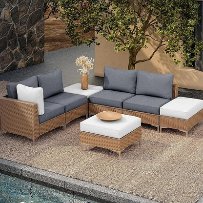8Pcs Outdoor Cushion Covers, Patio Cushion Covers,Stretch Elastic Slipcovers, Replacement Washable & Reusable Furniture Protector for Patio Couch,Thick Jacquard Fabric(Grey, Cover Only)